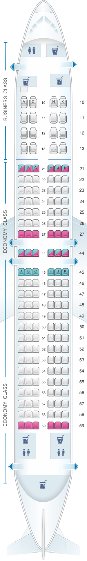 Seat map for El Al Israel Airlines Boeing B737 800 154pax