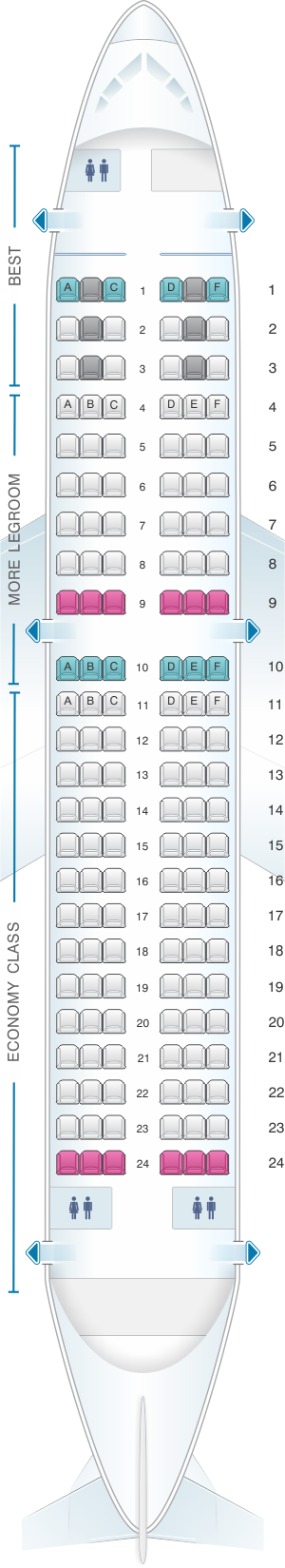 Seat map for Eurowings Airbus A319
