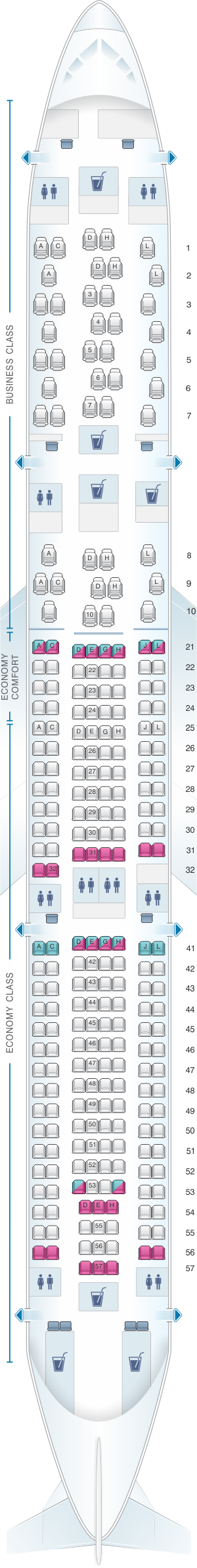 Seat map for Finnair Airbus A330 300 263PAX