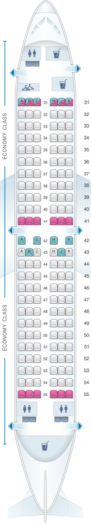 Seat map for Hainan Airlines Boeing B737 700