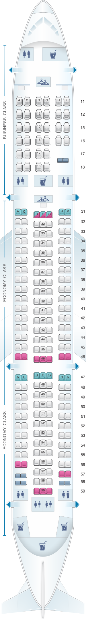 Seat map for Hainan Airlines Boeing B767 300
