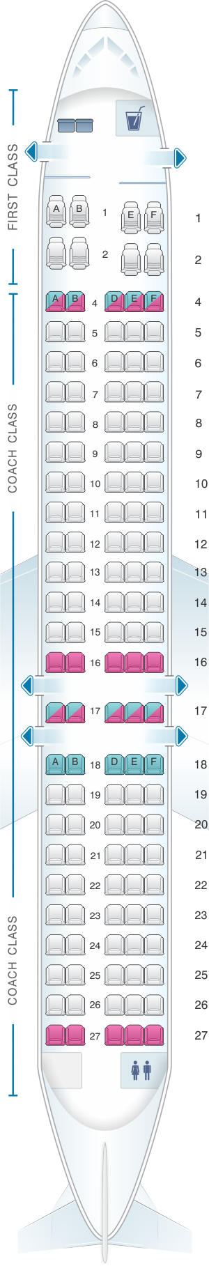 Seat map for Hawaiian Airlines Boeing B717 200