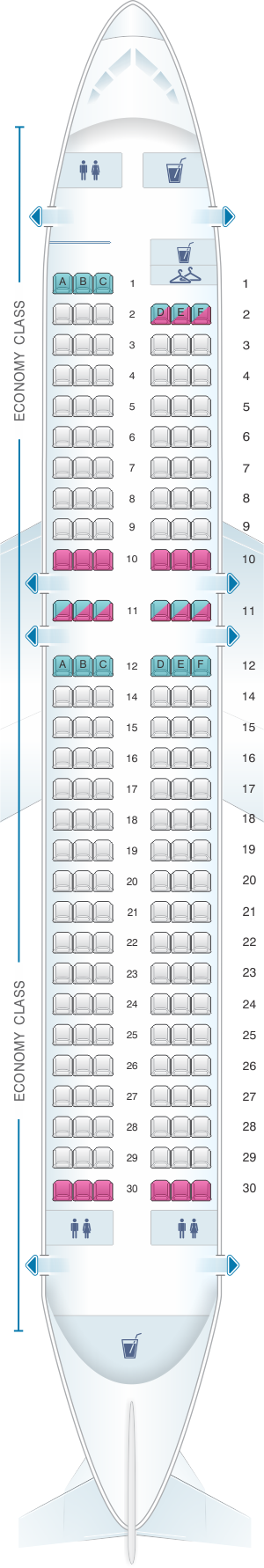 Plan de cabine Iberia Airbus A320 | SeatMaestro.fr