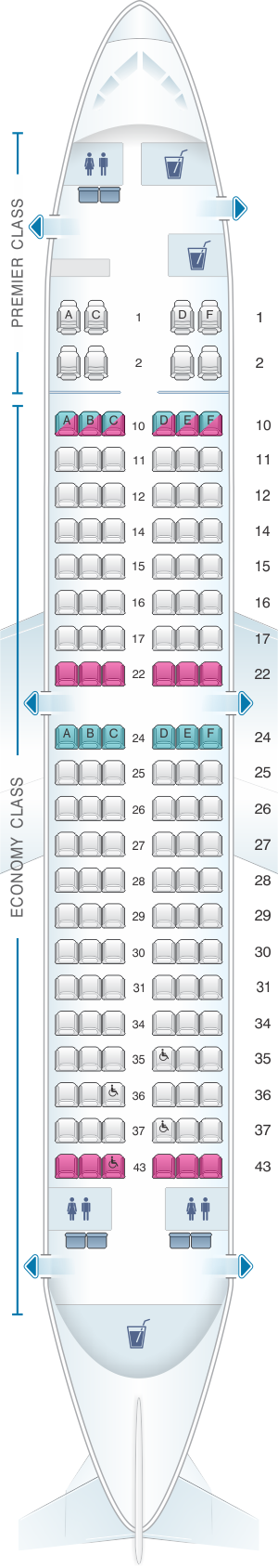 Seat map for Jet Airways Boeing B737 700 134PAX