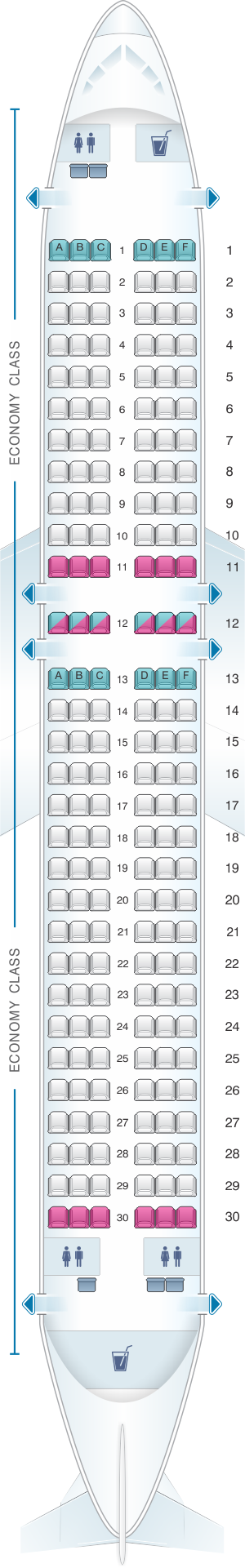 Seat map for Novair Airbus A320 200