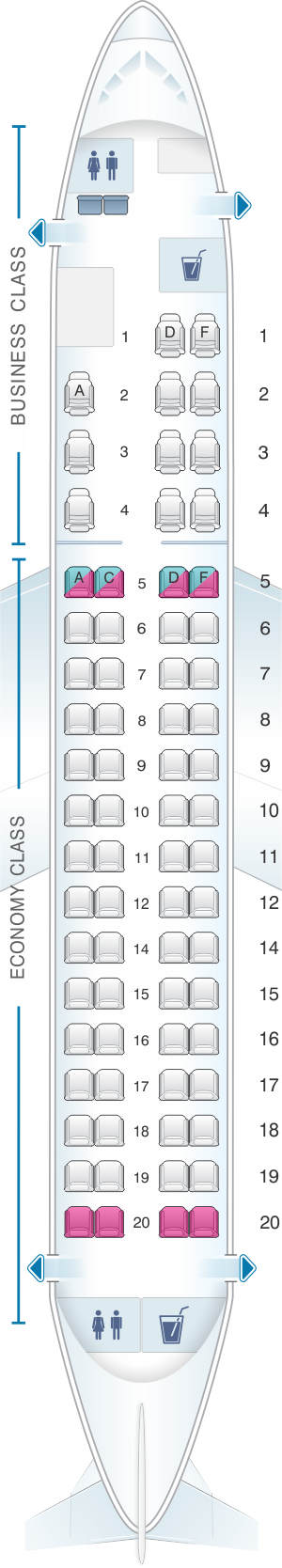 Seat map for Oman Air Embraer E175