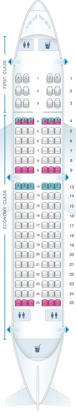 Seat map for Sun Country Airlines Boeing B737 700 126pax