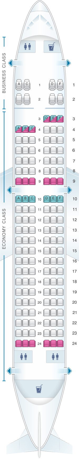 Seat map for TAP Air Portugal Airbus A319