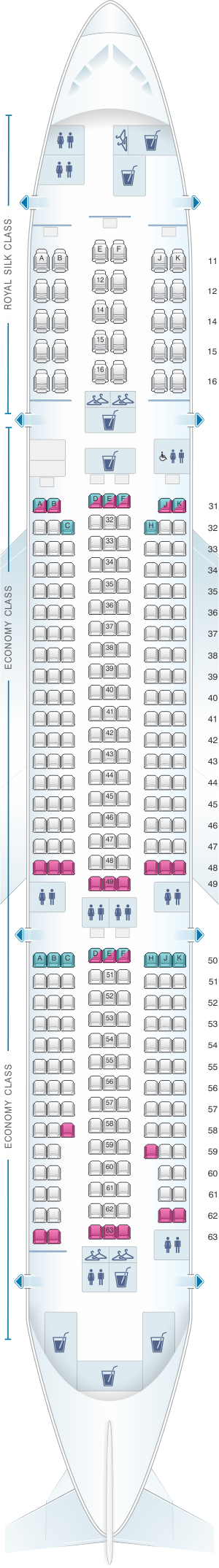 Seat map for Thai Airways International Boeing B777 200