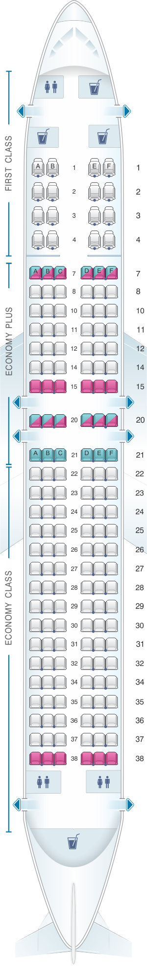Seat map for United Airlines Boeing B737 800 - version 3