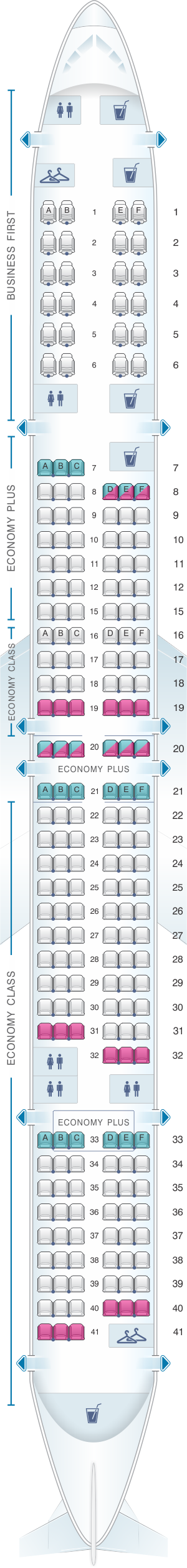 Seat map for United Airlines Boeing B757 300 (753)
