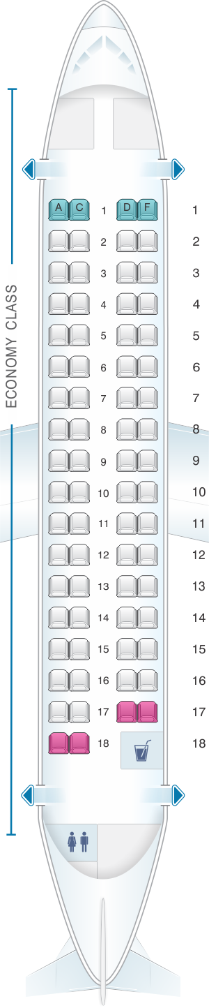Seat map for White Airways ATR 72 600