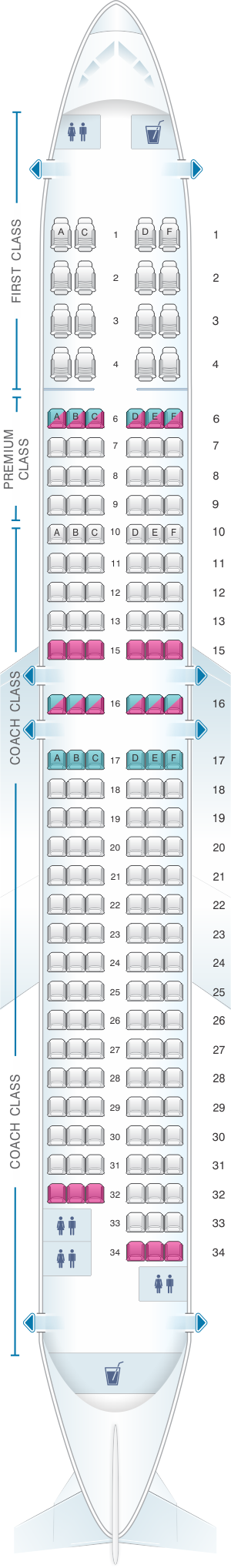 Seat map for Alaska Airlines - Horizon Air Boeing B737 900