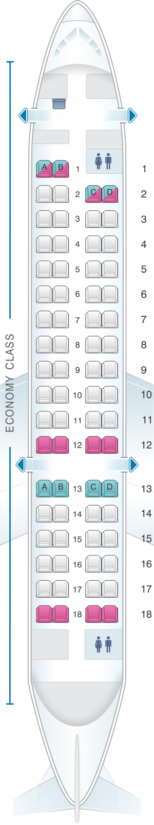 Seat map for Adria Airways Bombardier CRJ 700ER