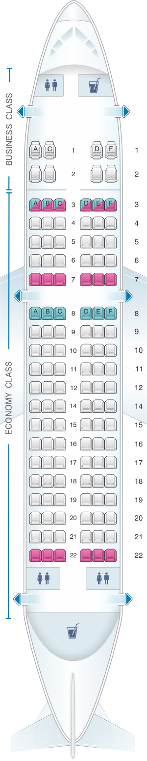 Seat map for Air India Airbus A319 Mixed Configuration