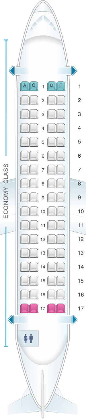 Seat map for Caribbean Airlines ATR 72 600