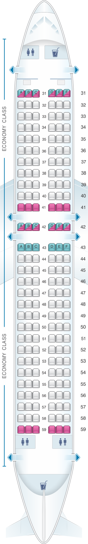 Seat map for Thai Airways International Airbus A320 200 (320)