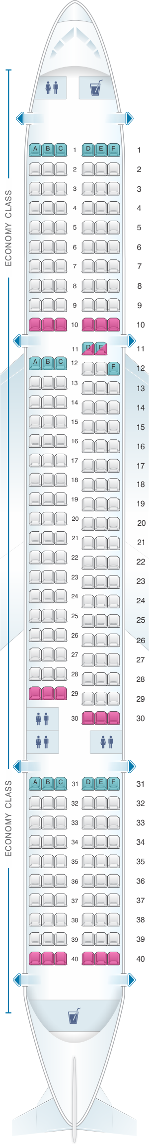 Seat map for TUI Boeing B757-200