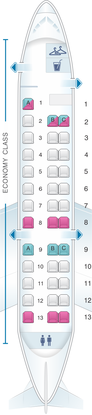 Seat map for Bmi Regional Embraer ERJ 135
