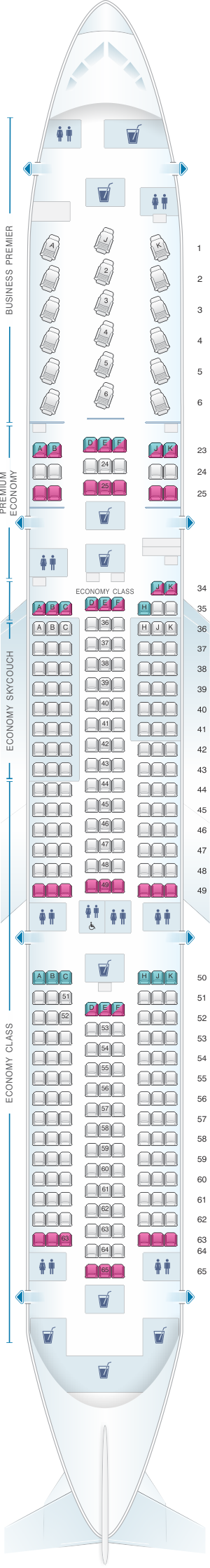 Seat map for Air New Zealand Boeing B787 9 Config.1