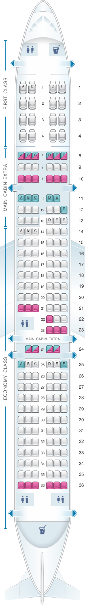 United Airbus A321 Seat Map