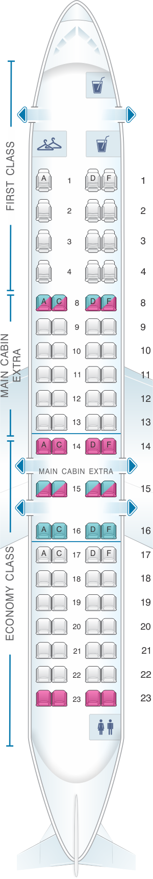 Seat map for American Airlines CRJ 900 V1