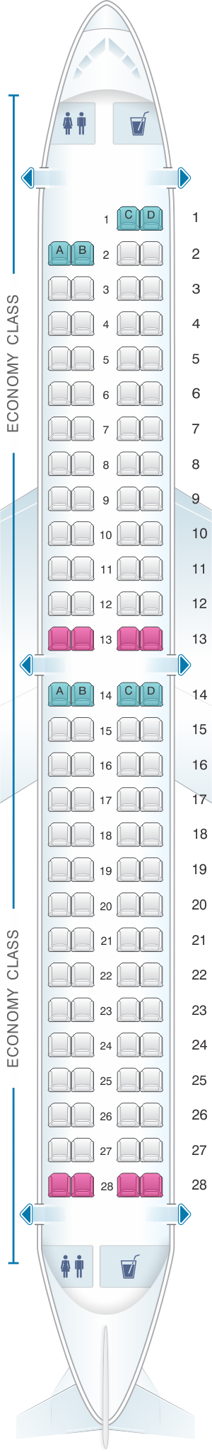Seat map for AnadoluJet Embraer 190