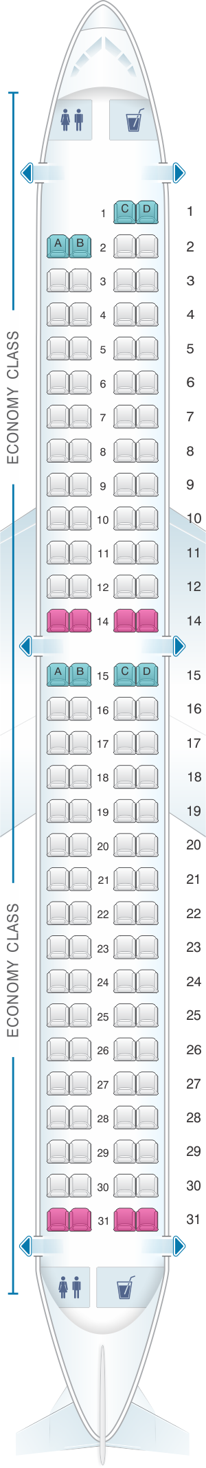 Seat map for AnadoluJet Embraer 195