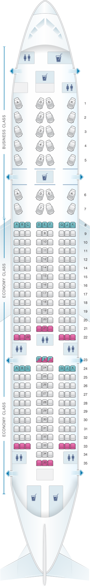 Seat map for Avianca Boeing B787 Dreamliner