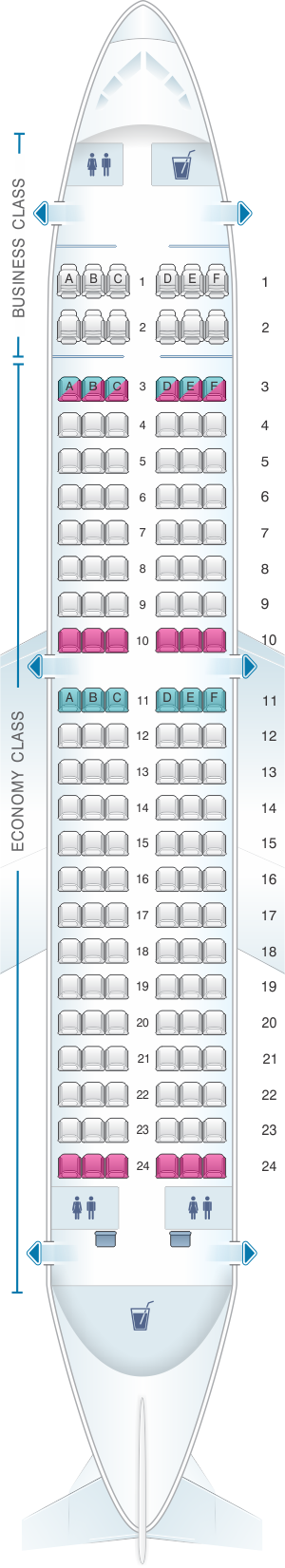 Seat map for Air Serbia Airbus A319