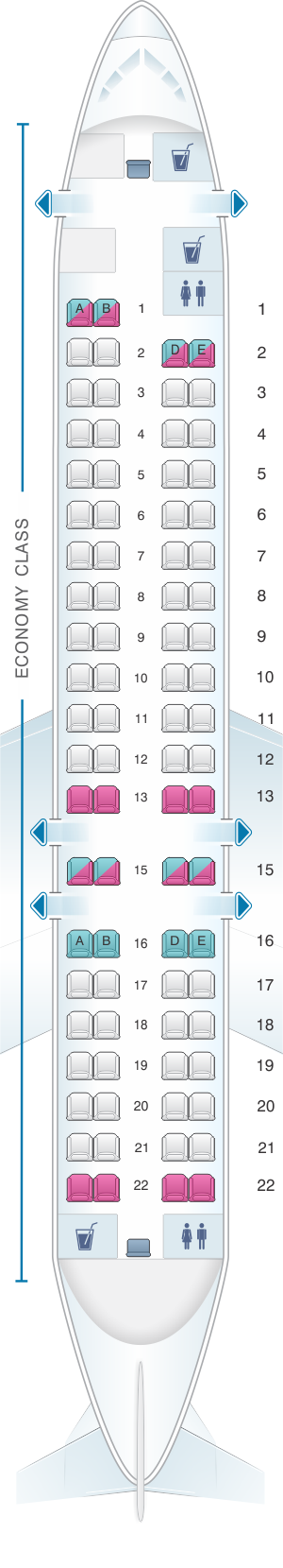 Seat map for Air Serbia Bombardier CRJ-900