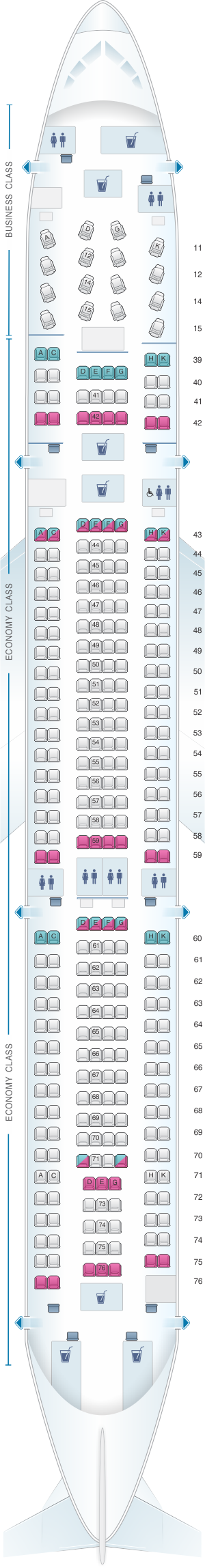 Seat map for Cathay Pacific Airways Airbus A330 300 (33P)
