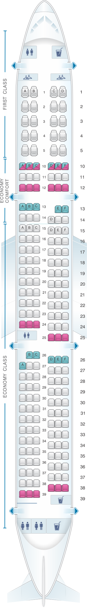 Plan de cabine Delta Air Lines Airbus A321 | SeatMaestro.fr