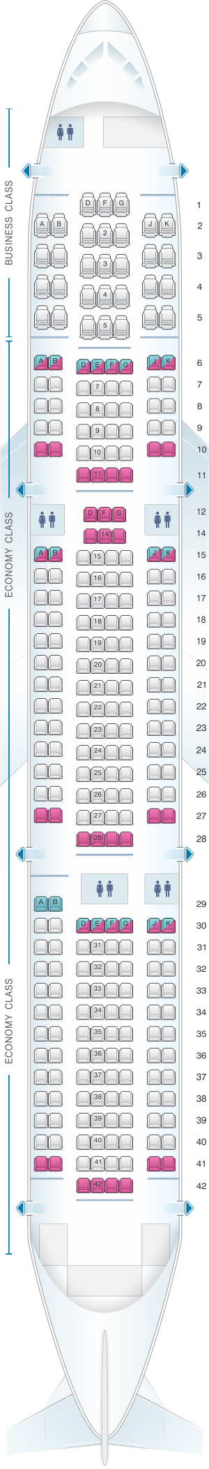 Seat map for Eurowings Boeing B767
