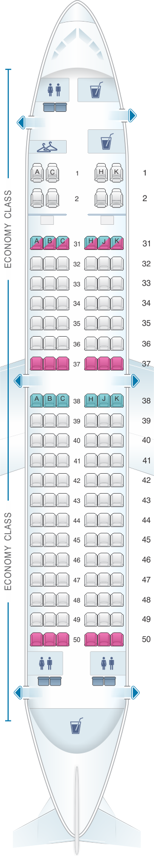 Seat map for Hainan Airlines Boeing B737 700HH