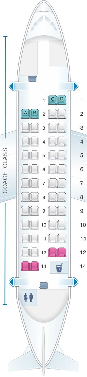 Seat map for Hawaiian Airlines ATR 42 500