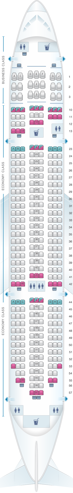 Seat map for Jetstar Airways Boeing 787-8 Dreamliner