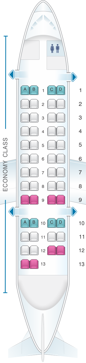 Seat map for Jetstar Airways Bombardier Q300