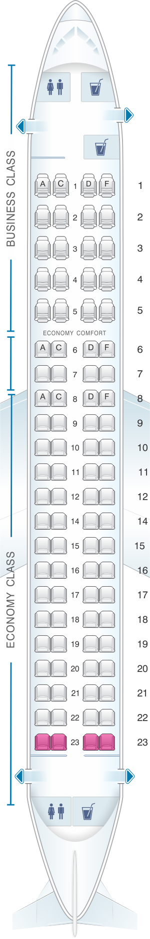 Seat map for KLM Embraer 175