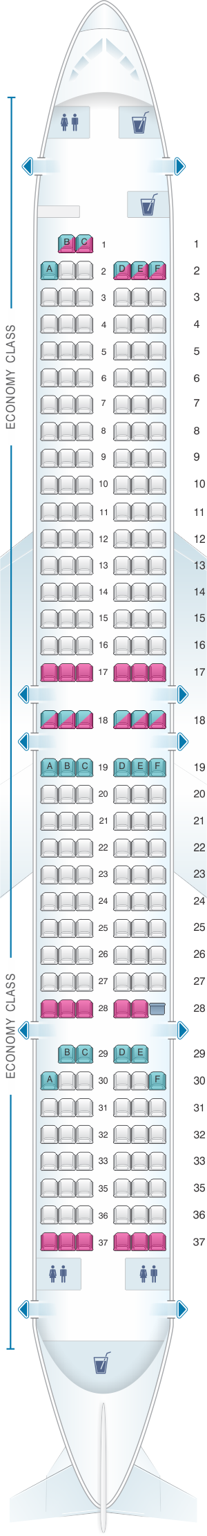 Seat map for Lion Air Boeing B737 900ER