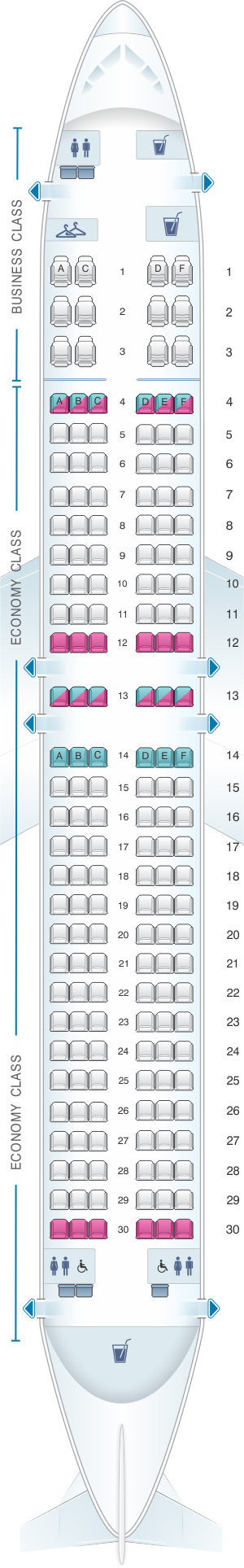Seat map for Qantas Airways Boeing B737 800 174PAX
