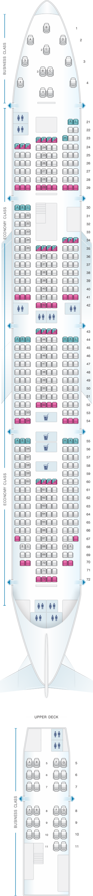Seat map for Rossiya Airlines Boeing B747 400 V3