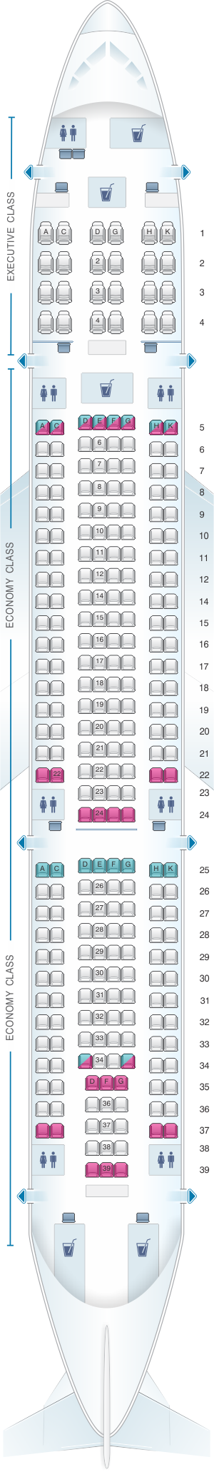 Seat map for SATA Air Açores Airbus A330 200