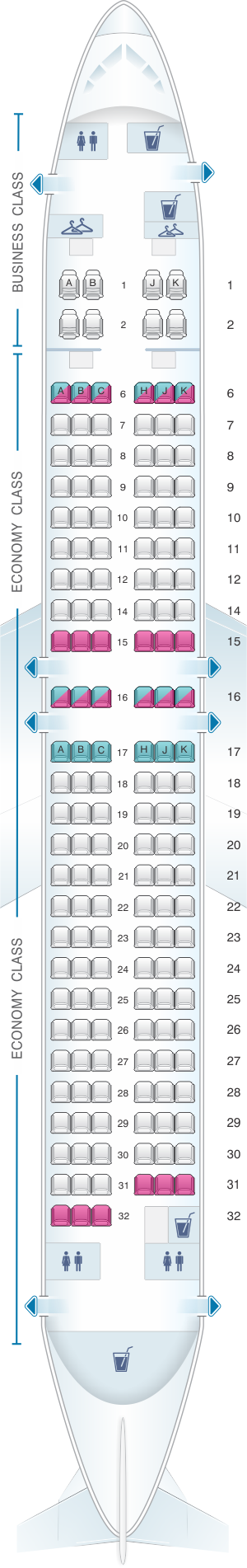 Seat map for China Airlines Boeing B737 800 Config.2
