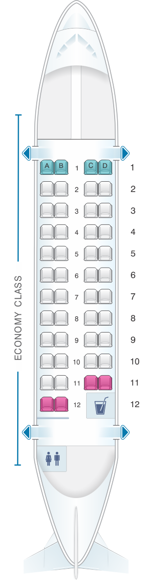 Seat map for United Airlines ATR42