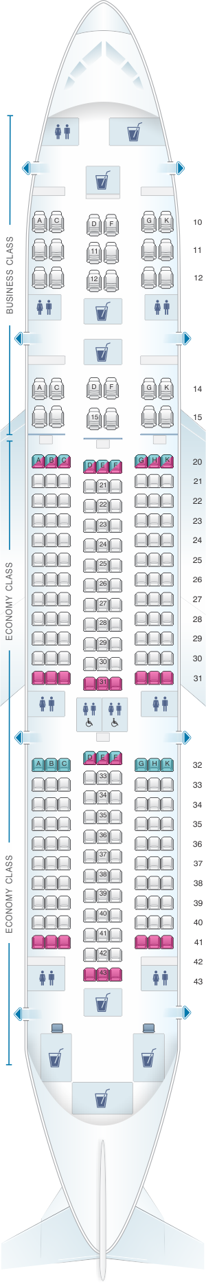 Seat map for Oman Air Boeing B787 8 V2