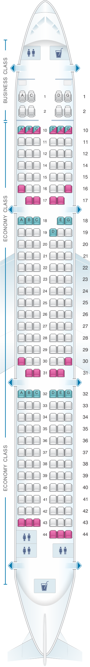 Seat map for Vietnam Airlines Airbus A321 Config.3