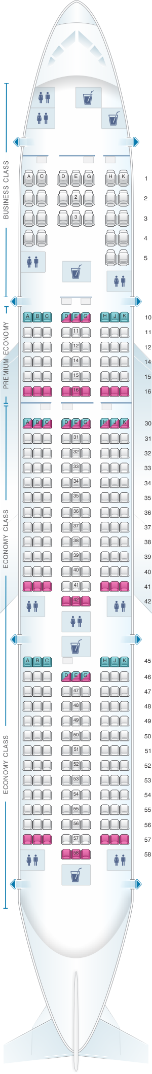 Seat map for Vietnam Airlines Boeing B777 200ER V2