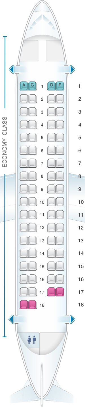 Seat map for Air Caraibes ATR 72 500
