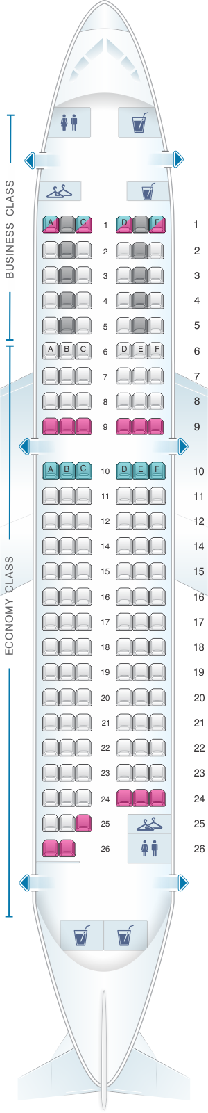 Seat map for Air France Airbus A319 Europe V2